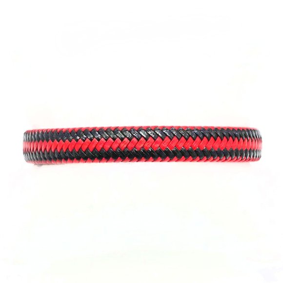 Men’s Bracelet Black & Red Leather with Magnetic Sliding Clasp. - Picture 3 of 5